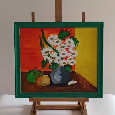 kwiaty płótno w ramie 45x39 cm